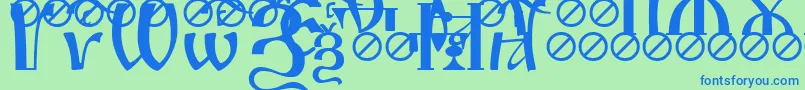 IrmologionSlovotitled-Schriftart – Blaue Schriften auf grünem Hintergrund
