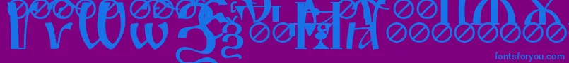 IrmologionSlovotitled-fontti – siniset fontit violetilla taustalla