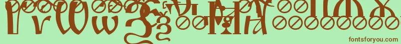 IrmologionSlovotitled-Schriftart – Braune Schriften auf grünem Hintergrund