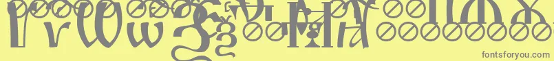 IrmologionSlovotitled-fontti – harmaat kirjasimet keltaisella taustalla
