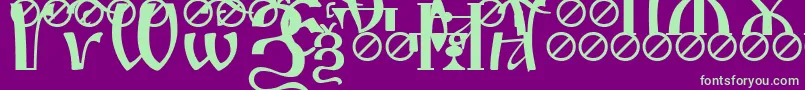フォントIrmologionSlovotitled – 紫の背景に緑のフォント