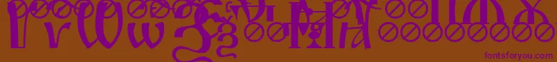 IrmologionSlovotitled-fontti – violetit fontit ruskealla taustalla