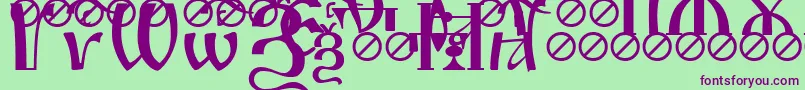 IrmologionSlovotitled-Schriftart – Violette Schriften auf grünem Hintergrund