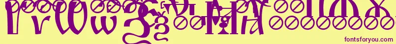 フォントIrmologionSlovotitled – 紫色のフォント、黄色の背景