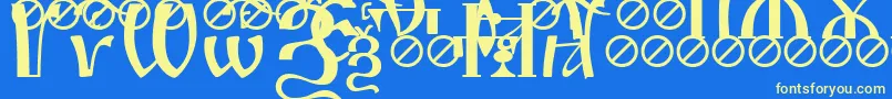 フォントIrmologionSlovotitled – 黄色の文字、青い背景