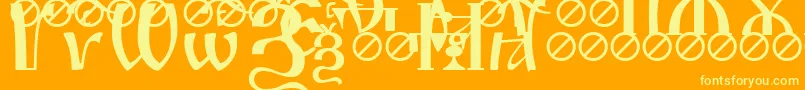 IrmologionSlovotitled Font – Yellow Fonts on Orange Background