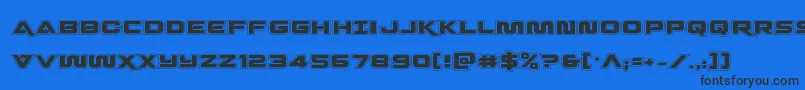 Czcionka Quarkstormacad – czarne czcionki na niebieskim tle