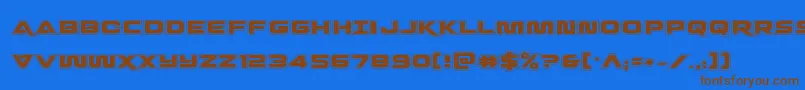 フォントQuarkstormacad – 茶色の文字が青い背景にあります。