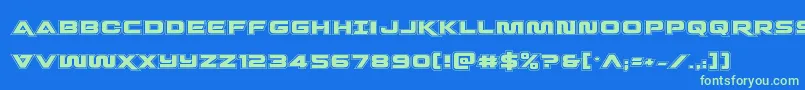 Quarkstormacad Font – Green Fonts on Blue Background