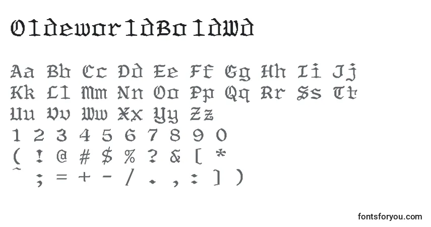 Шрифт OldeworldBoldWd – алфавит, цифры, специальные символы