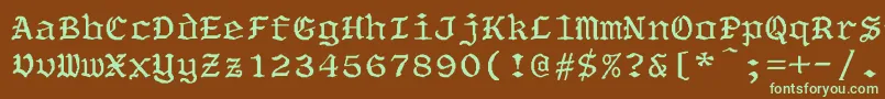 OldeworldBoldWd-fontti – vihreät fontit ruskealla taustalla