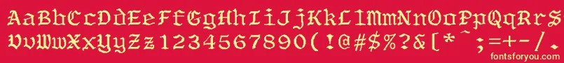 フォントOldeworldBoldWd – 黄色の文字、赤い背景