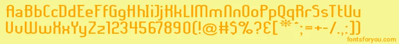 Ladyiex-Schriftart – Orangefarbene Schriften auf gelbem Hintergrund