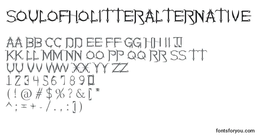 A fonte SoulOfHolitterAlternative – alfabeto, números, caracteres especiais