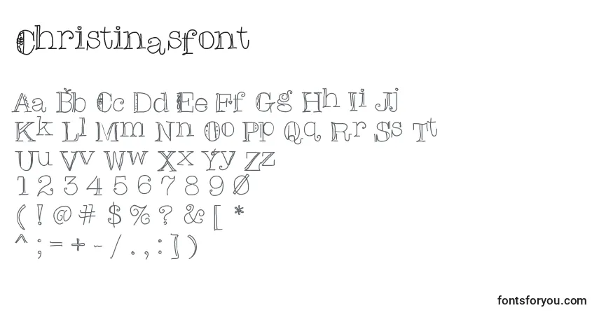 A fonte Christinasfont – alfabeto, números, caracteres especiais