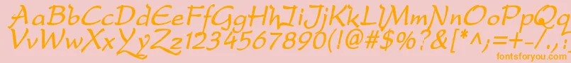 DreameroneBoldItalic-Schriftart – Orangefarbene Schriften auf rosa Hintergrund