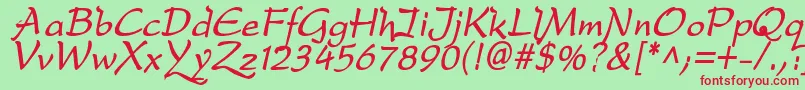 DreameroneBoldItalic Font – Red Fonts on Green Background