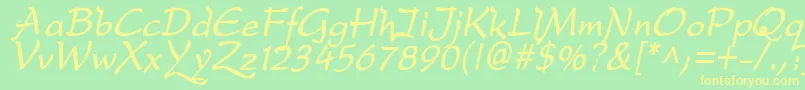 DreameroneBoldItalic Font – Yellow Fonts on Green Background