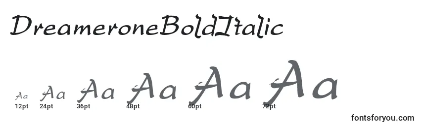 DreameroneBoldItalic Font Sizes