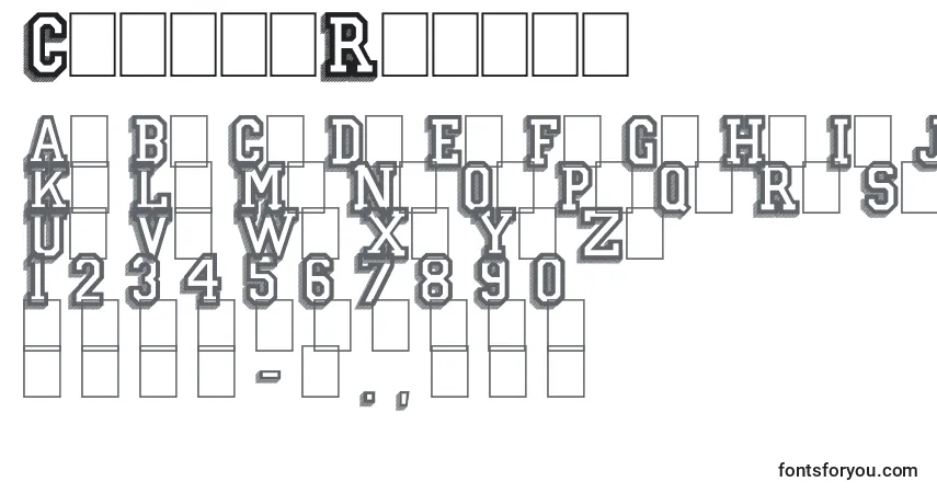 A fonte CampusRelief – alfabeto, números, caracteres especiais