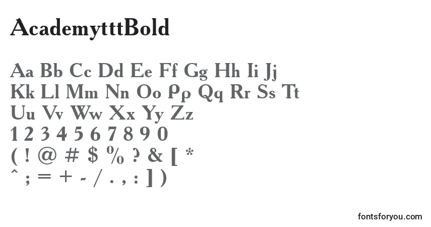 Шрифт AcademytttBold – алфавит, цифры, специальные символы