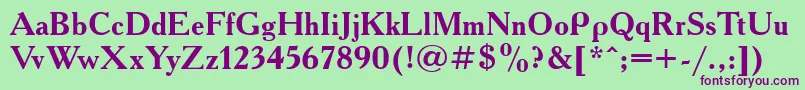 AcademytttBold Font – Purple Fonts on Green Background