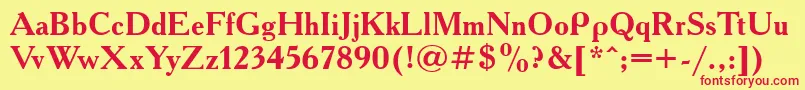 AcademytttBold Font – Red Fonts on Yellow Background