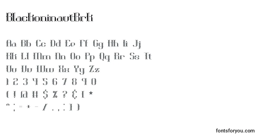 A fonte BlackoninautBrk – alfabeto, números, caracteres especiais