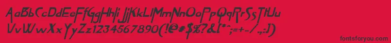 フォントVireofontBoldItalic – 赤い背景に黒い文字