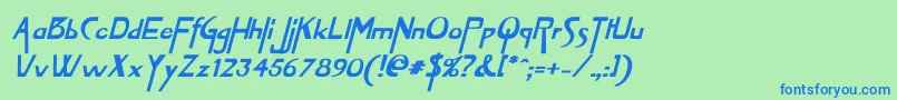 VireofontBoldItalic Font – Blue Fonts on Green Background