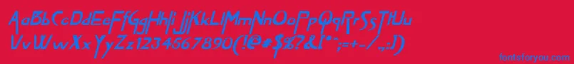 VireofontBoldItalic Font – Blue Fonts on Red Background