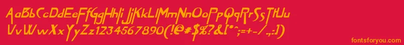 VireofontBoldItalic Font – Orange Fonts on Red Background