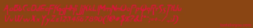 VireofontBoldItalic Font – Red Fonts on Brown Background