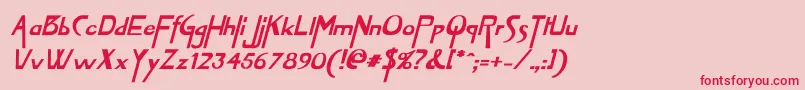VireofontBoldItalic-Schriftart – Rote Schriften auf rosa Hintergrund