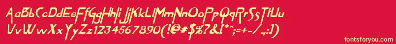 VireofontBoldItalic Font – Yellow Fonts on Red Background