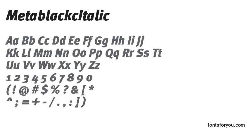 Schriftart MetablackcItalic – Alphabet, Zahlen, spezielle Symbole