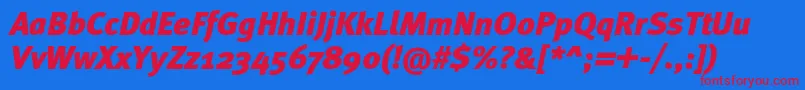 MetablackcItalic Font – Red Fonts on Blue Background