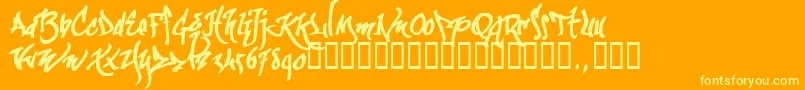 Kgraftrial-Schriftart – Gelbe Schriften auf orangefarbenem Hintergrund