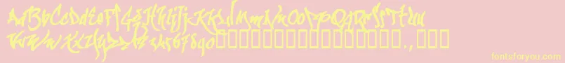 Kgraftrial-Schriftart – Gelbe Schriften auf rosa Hintergrund