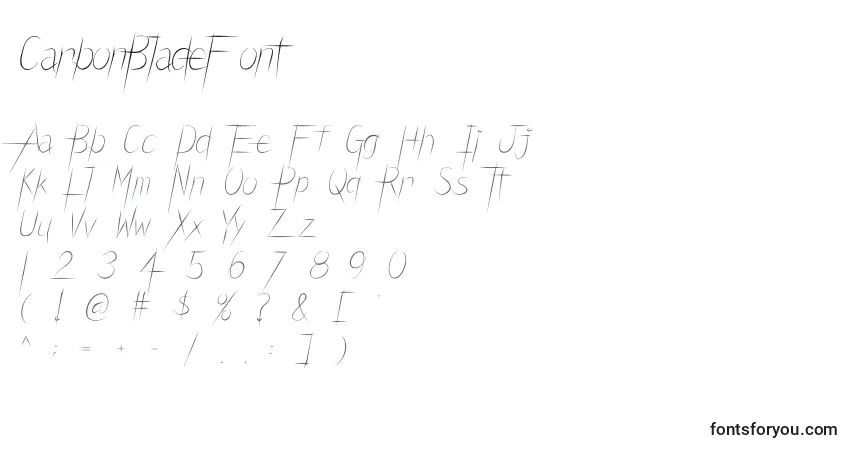 Czcionka CarbonBladeFont – alfabet, cyfry, specjalne znaki