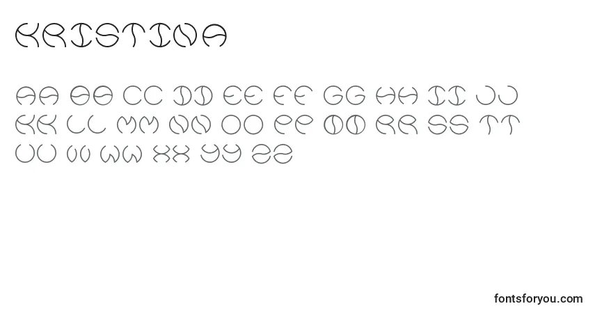 Czcionka Kristina – alfabet, cyfry, specjalne znaki