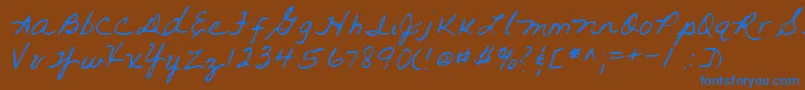 Lehn093 Font – Blue Fonts on Brown Background