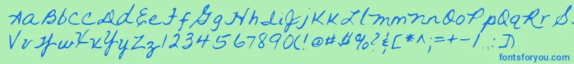 Lehn093 Font – Blue Fonts on Green Background