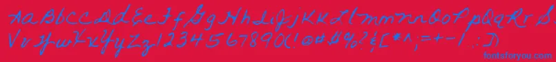 Lehn093-Schriftart – Blaue Schriften auf rotem Hintergrund