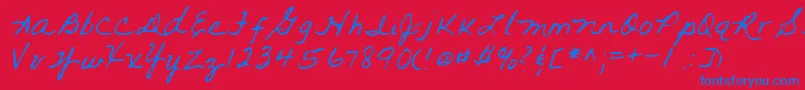 Lehn093 Font – Blue Fonts on Red Background