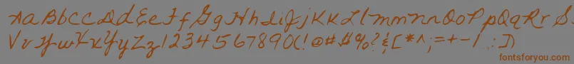 フォントLehn093 – 茶色の文字が灰色の背景にあります。