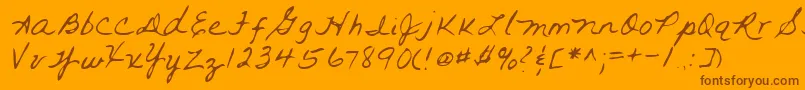 Lehn093-Schriftart – Braune Schriften auf orangefarbenem Hintergrund