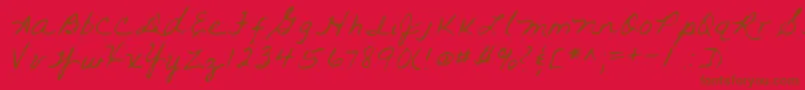 Lehn093-Schriftart – Braune Schriften auf rotem Hintergrund