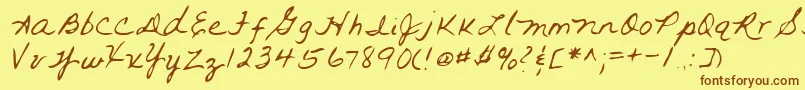 Lehn093-Schriftart – Braune Schriften auf gelbem Hintergrund