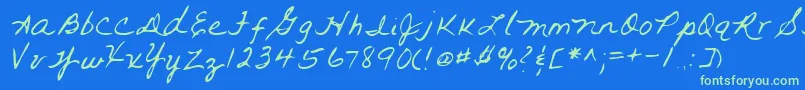 Lehn093 Font – Green Fonts on Blue Background